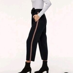 Aritzia Wilfred Black Side Stripe Trouser Pants Size 4 Waist Tie
